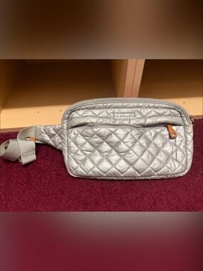 MZ Wallace Quilted Silver Belt Bag